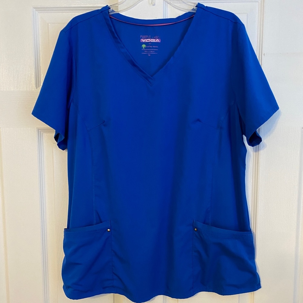 Healing hands purple label scrub top.